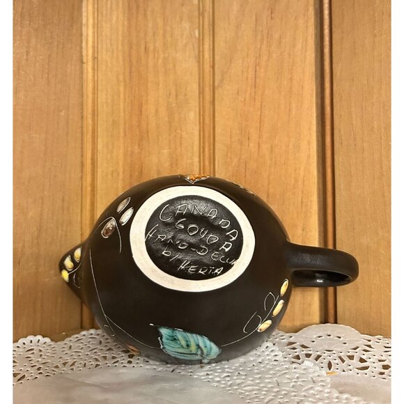 Vintage Canadian Pottery Creamer & Sugar Bowl Set By Herta Decorated Leaf Design - Picture 6 of 9